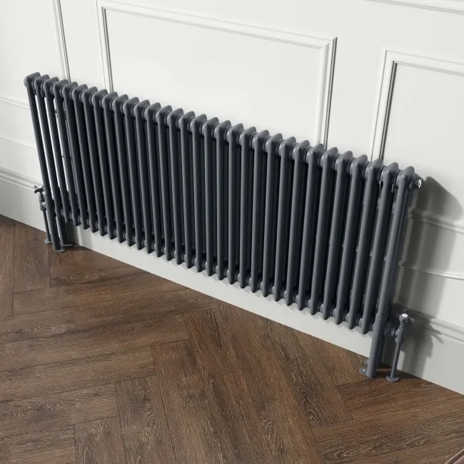 Athens Anthracite Double Column Horizontal Traditional Radiator 600x1415mm