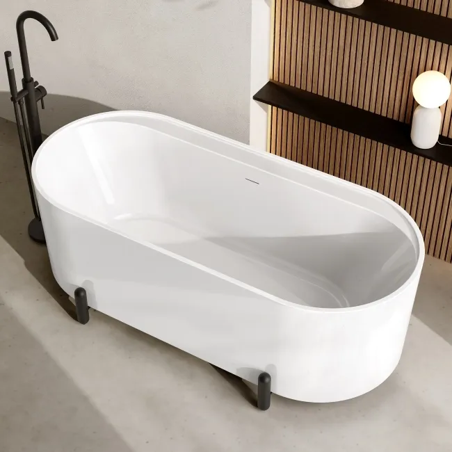 Shore 1700 Gloss White Freestanding Bath - Matt Black Feet