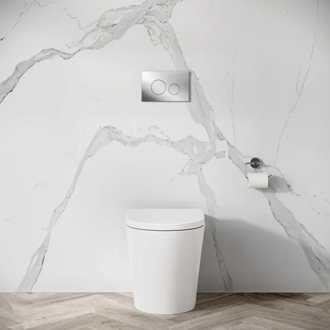 Idaho Pneumatic Concealed Cistern with Chrome Flush Plate - Round Buttons