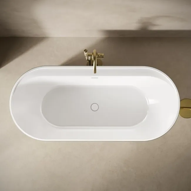 Shore 1700 Matt Green Freestanding Bath - Gold Feet