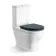 Kansas Traditional Rimless Close Coupled Toilet With Inky Blue Wooden Seat - Brushed Brass Hinges