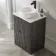 Crete Fluted Charcoal Elm Vanity Drawer with Marble Top & Nevis Basin 600mm