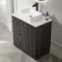 Crete Fluted Charcoal Elm Vanity Drawer with Marble Top & Marin Basin 800mm
