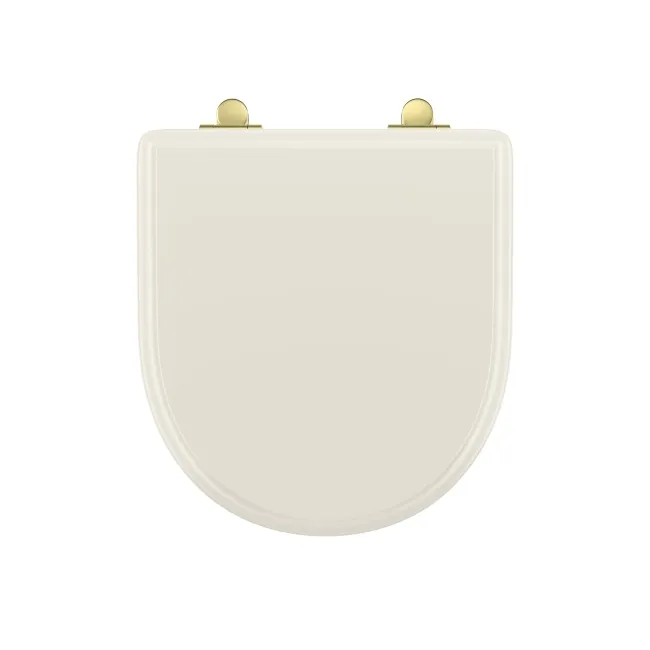 Kansas Traditional Chalk White Wooden Soft Close Seat with Brushed Brass Hinges