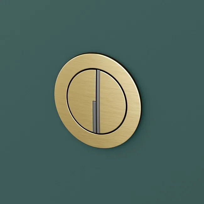 Detroit Cable Operated Concealed Cistern With Brushed Brass Round Push Button Dia.48mm