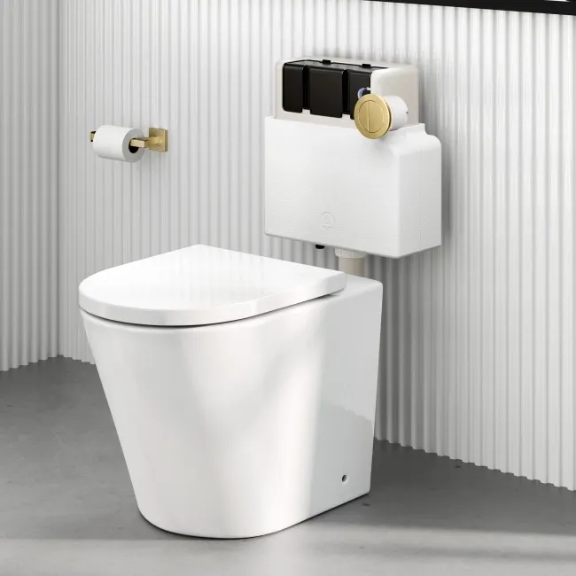 Arizona Pneumatic Concealed Cistern With Brushed Brass Round Push Button