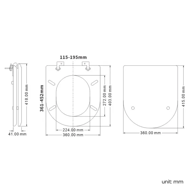 Kansas Traditional Rimless Close Coupled Toilet With Graphite Grey Wooden Seat