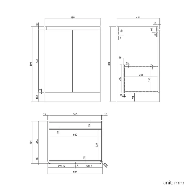 Corsica Gloss White Basin Vanity 600mm