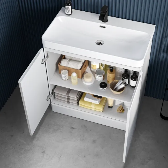 Corsica Gloss White Basin Vanity 800mm