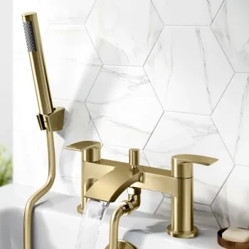 Severn Brushed Brass Bath Filler & Handheld Shower