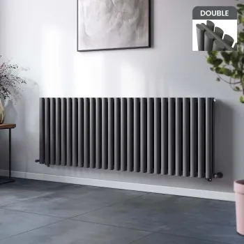 Marbella Anthracite Double Oval Panel Radiator 600x1620mm