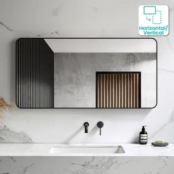 Essence Black Framed Rectangular Bathroom Mirror 600x1200mm