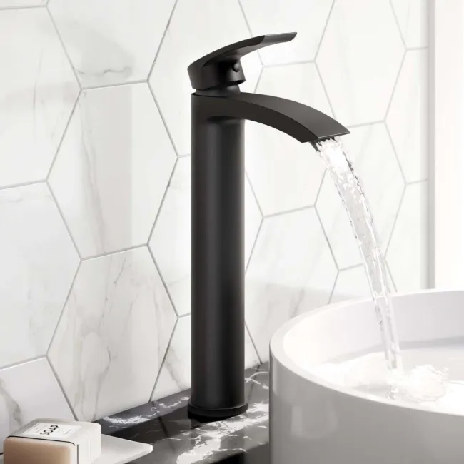 Severn Matt Black High Rise Basin Mixer Tap