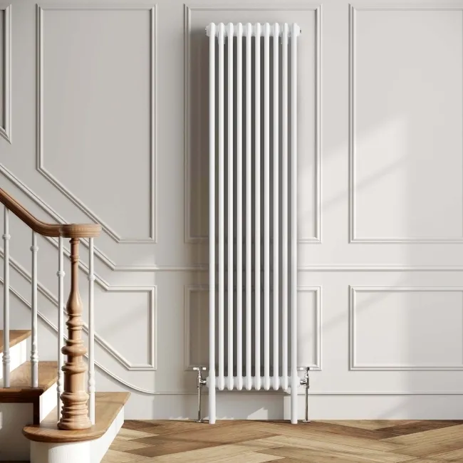 Athens White Double Column Vertical Traditional Radiator 1800x470mm
