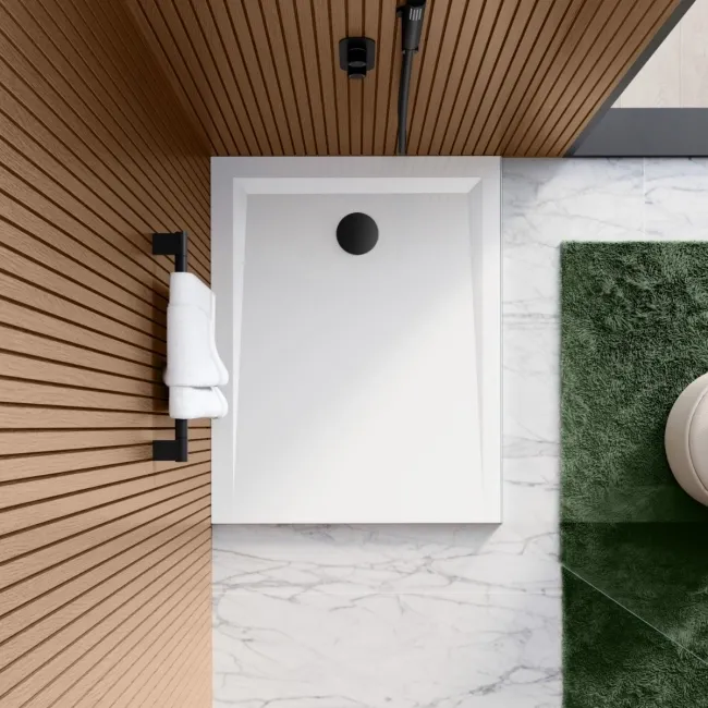 Sydney Low Profile Rectangular Gloss White Stone Shower Tray 1000x800mm