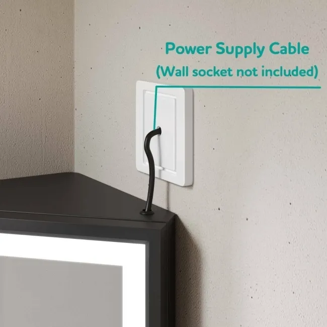 Madelyn Black Framed Illuminated LED Corner Mirror Cabinet 600mm Tall