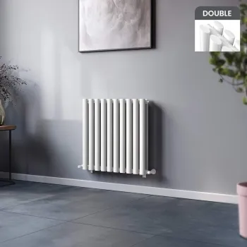 Marbella White Double Oval Panel Radiator 600x600mm