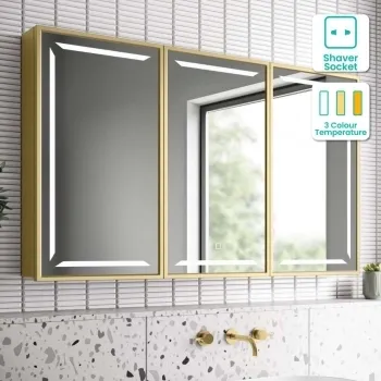 Mia Matt Brass Illuminated LED Mirror Cabinet 710x1200mm