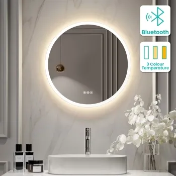 Grace Round Illuminated LED Mirror With BLUETOOTH Speaker 600mm