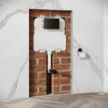 Idaho Pneumatic Concealed Cistern with Matt Black Flush Plate - Round Buttons