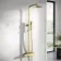 Brushed Brass Square Thermostatic Shower