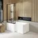 L Shaped 1500 Shower Bath & 6mm Easy Clean Matt Black Framed Bath Screen - Left Handed