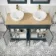 Lucia Inky Blue Double Vanity with Oak Effect Top & Round Counter Top Basin 1200mm - Brushed Brass Accents