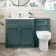 Milos Mystic Green Combination Vanity Basin and Denver Toilet 1300mm - Chrome Handles