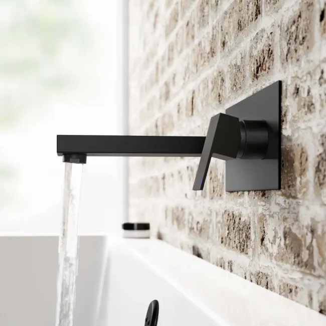Lea Matt Black Wall Mounted Bath Filler