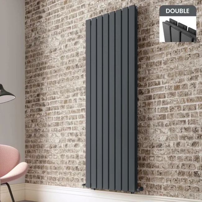 Faro Anthracite Double Flat Panel Vertical Radiator 1800x560mm