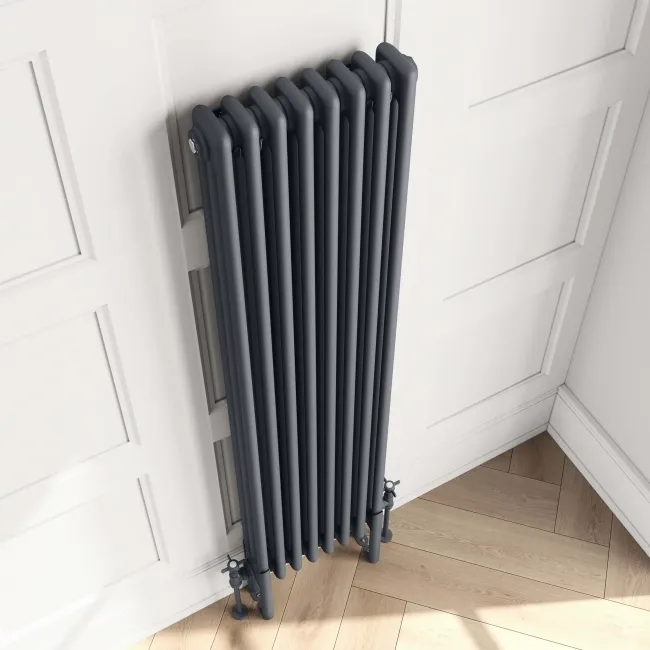Athens Anthracite Triple Column Vertical Traditional Radiator 1500x380mm