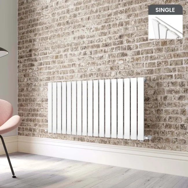 Faro White Single Flat Panel Horizontal Radiator 600x1190mm