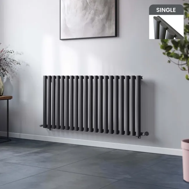 Marbella Anthracite Single Oval Panel Radiator 600x1200mm