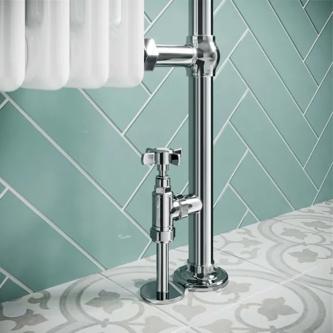 Gibraltar Slimline Small White Traditional Heated Towel Radiator (Flat Top Rail)