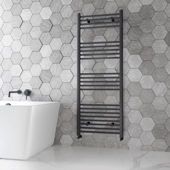 Barcelona Anthracite Straight Heated Towel Rail 1600x600mm