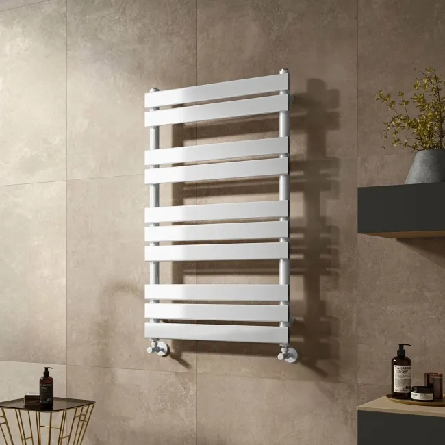 Santorini White Flat Panel Heated Towel Rail 1000x600mm