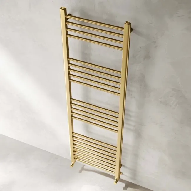 Barcelona Brushed Brass Straight Heated Towel Rail 1600x500mm