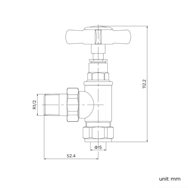 Antique Gold Angled Traditional Manual Radiator Valves (Pair) Standard 15mm