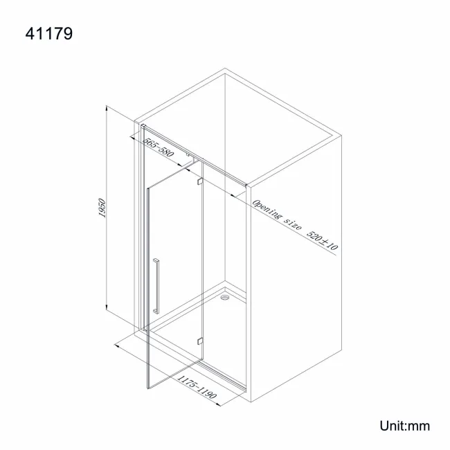 Helsinki Matt Black Premium Easy Clean 8mm Hinged Shower Door 1200mm