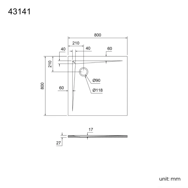 Sydney Low Profile Square Gloss White Stone Shower Tray 800x800mm
