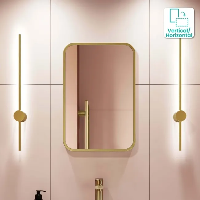 Olivia Brushed Brass Rectangular Bathroom Mirror 600x400mm