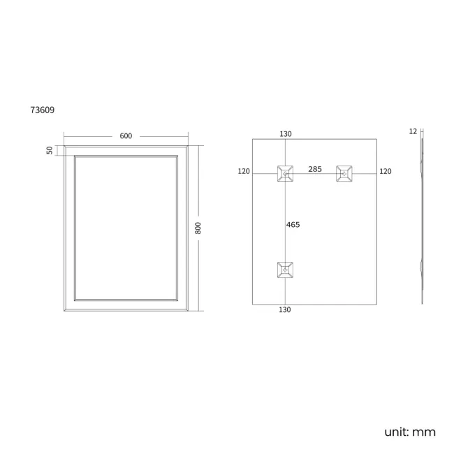 Bella Art Deco Bathroom Mirror 800x600mm