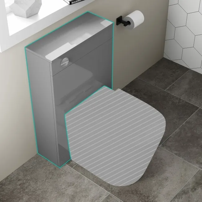 Avon & Trent Stone Grey Slimline Back To Wall Toilet Unit 500mm