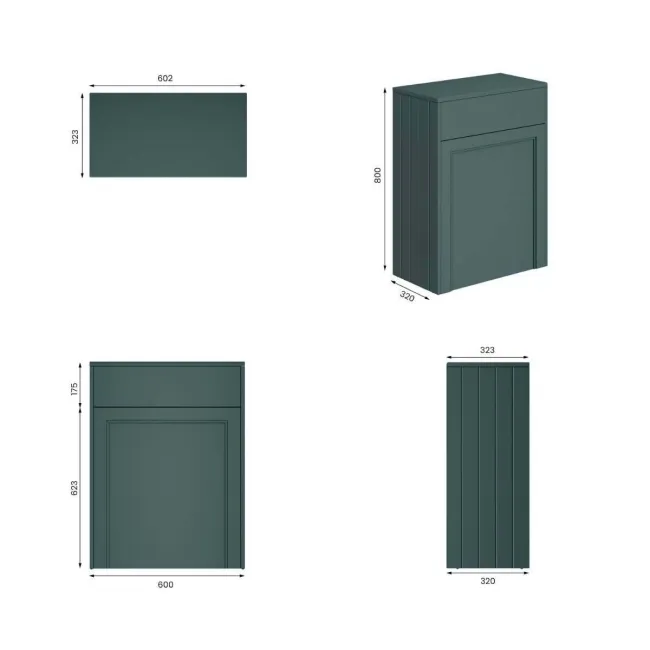 Monaco Midnight Green Back To Wall Toilet Unit 600mm