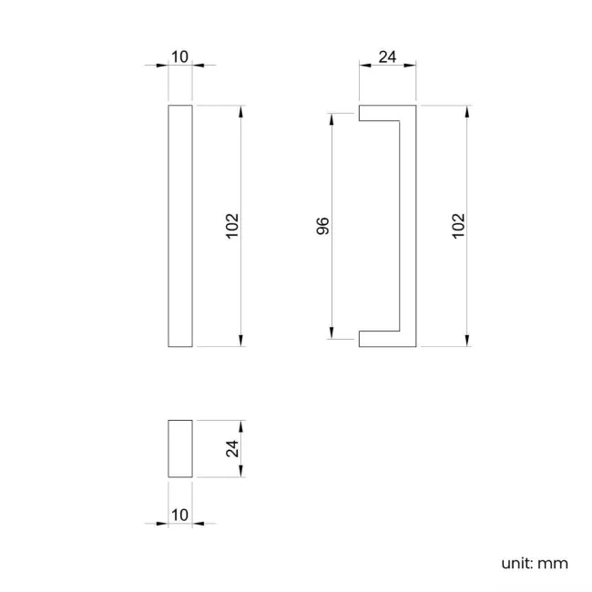 Chrome Handle for Quartz Vanity Unit