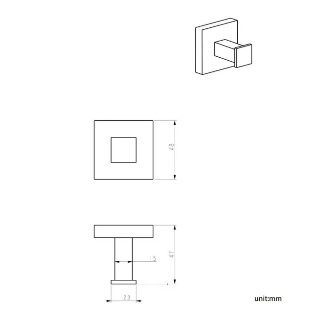 Isla Matt Black Square Robe Hook