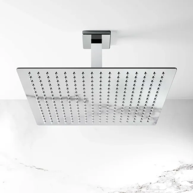 Galway Premium Ceiling Chrome Square Thermostatic Set - 300mm Head, Hand Shower & Jets