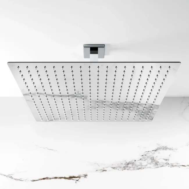 Galway Premium Ceiling Chrome Square Thermostatic Set - 400mm Head, Hand Shower & Jets
