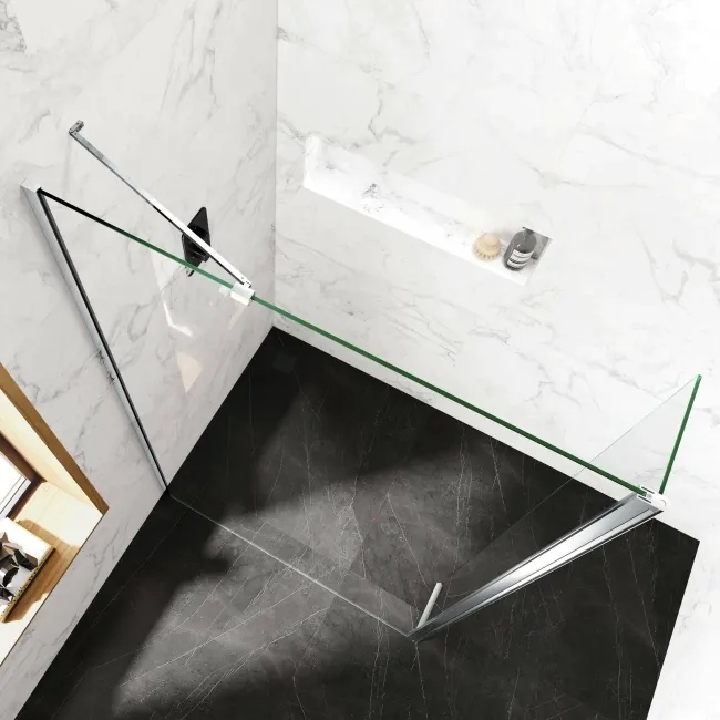 Copenhagen Easy Clean 8mm Wet Room Shower Glass 1200mm & 250mm Pivotal Return Panel