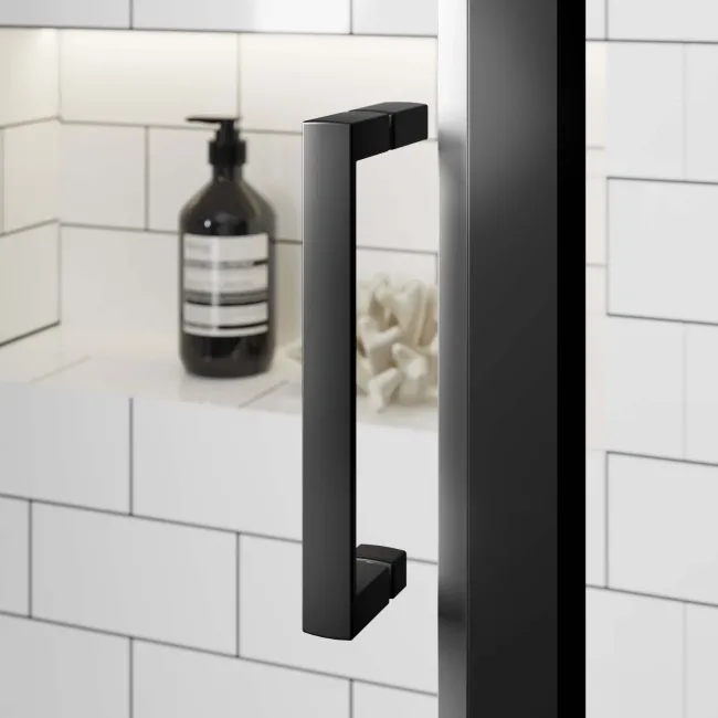 London Matt Black 6mm Sliding Shower Enclosure 1400x900mm